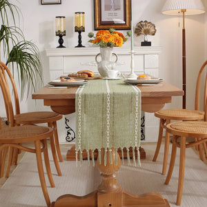 Boho Braided Striped Table Runner