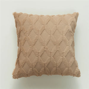 Plush Geometric Textured Pillow Cover