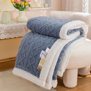 Thick Cable Knit Sherpa Fleece Throw Blanket