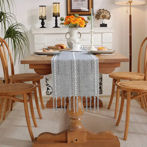 Boho Braided Striped Table Runner