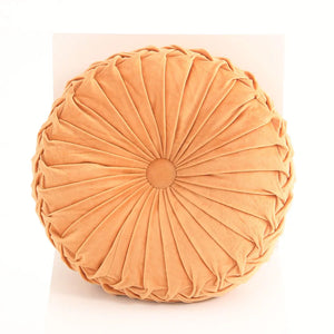 Hand Sewn Pleated Velvet Round Pumpkin Cushion