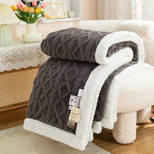 Thick Cable Knit Sherpa Fleece Throw Blanket