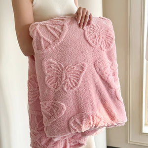 3D Butterfly Embossed Fleece Throw Blanket