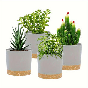 4Pcs Breathable Round Flower Pots with Detachable Base