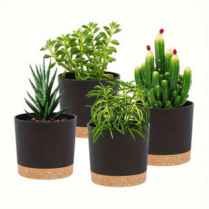 4Pcs Breathable Round Flower Pots with Detachable Base
