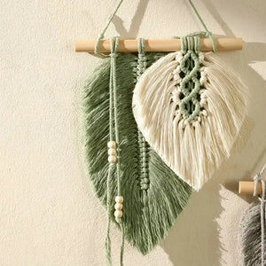 Handmade Macrame Woven Leaf Tapestry