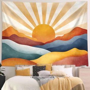 Bohemian Sunset Mountain Landscape Tapestry