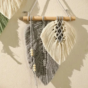 Handmade Macrame Woven Leaf Tapestry