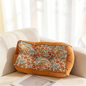 Vintage Floral Jacquard Ergonomic Lumbar Pillow