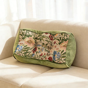 Vintage Floral Jacquard Ergonomic Lumbar Pillow