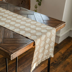 Boho Jacquard Diamond Linen Table Runner