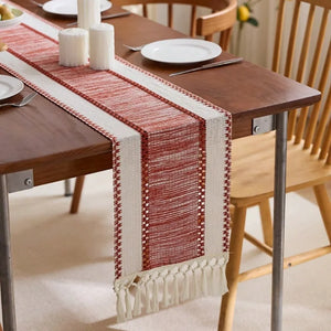Boho Farmhouse Striped Dining Table Runner