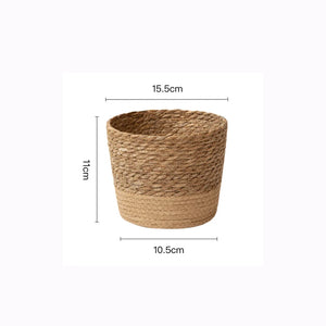 Rustic Woven Seagrass Plant Pot Storage Basket