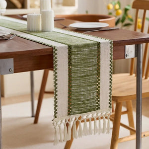 Boho Farmhouse Striped Dining Table Runner